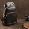 Кожаный рюкзак через одно плечо коричневого цвета VINTAGE STYLE (14858) - 9