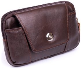 Горизонтальна барсетка з натуральної шкіри на ремінь Vintage 2420354 коричневого кольору