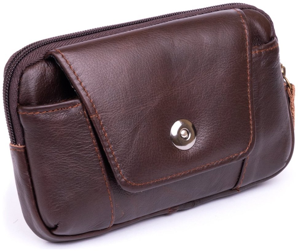 Горизонтальная барсетка из натуральной кожи на ремень Vintage 2420354 коричневого цвета modnotak фото №1