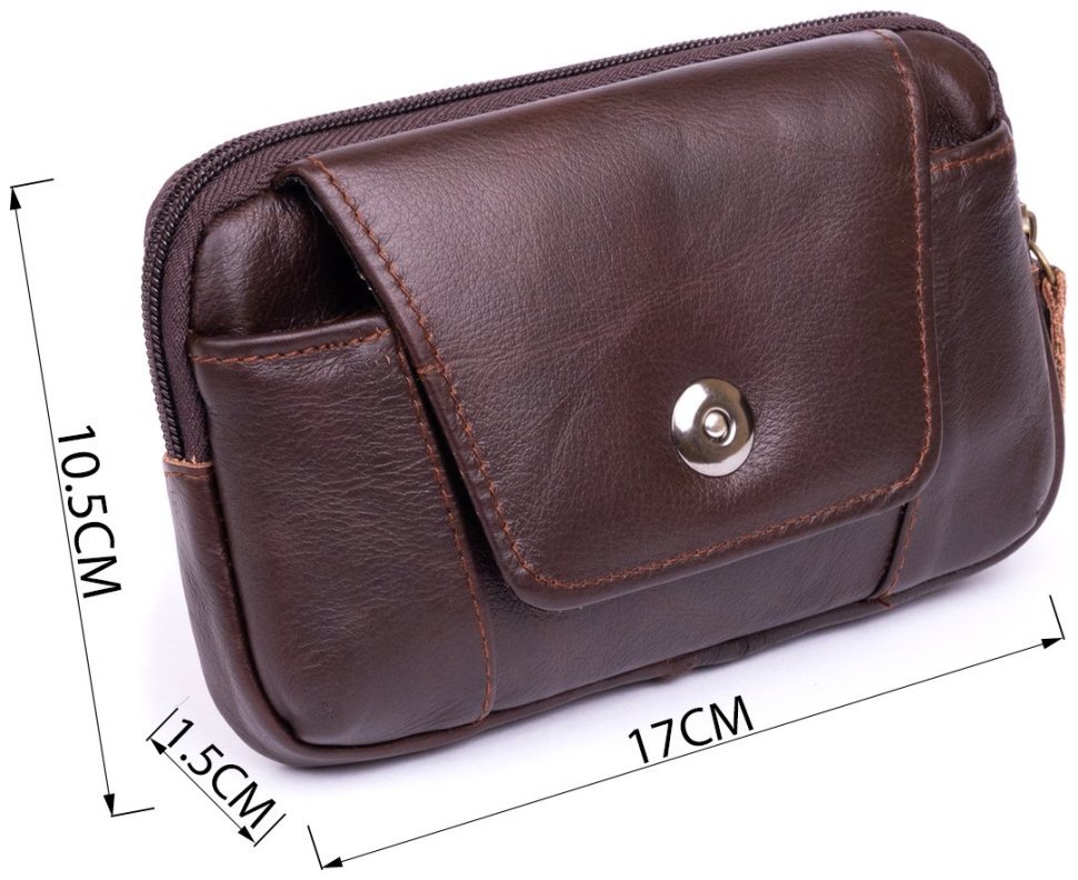 Горизонтальная барсетка из натуральной кожи на ремень Vintage 2420354 коричневого цвета modnotak фото №3