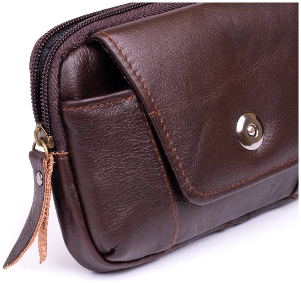 Горизонтальная барсетка из натуральной кожи на ремень Vintage 2420354 коричневого цвета modnotak фото №8