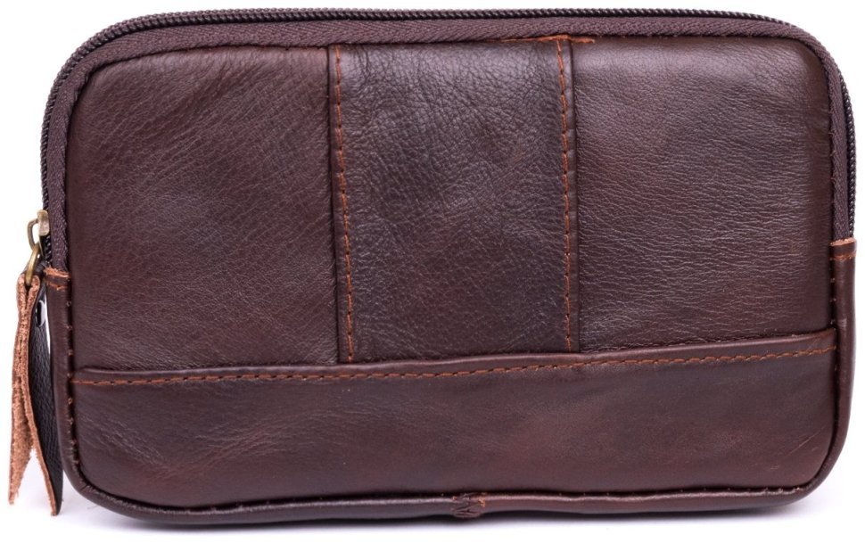 Горизонтальная барсетка из натуральной кожи на ремень Vintage 2420354 коричневого цвета modnotak фото №10