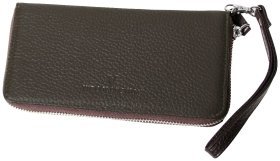 Кожаный клатч на молнии коричневого цвета Vip Collection 102556