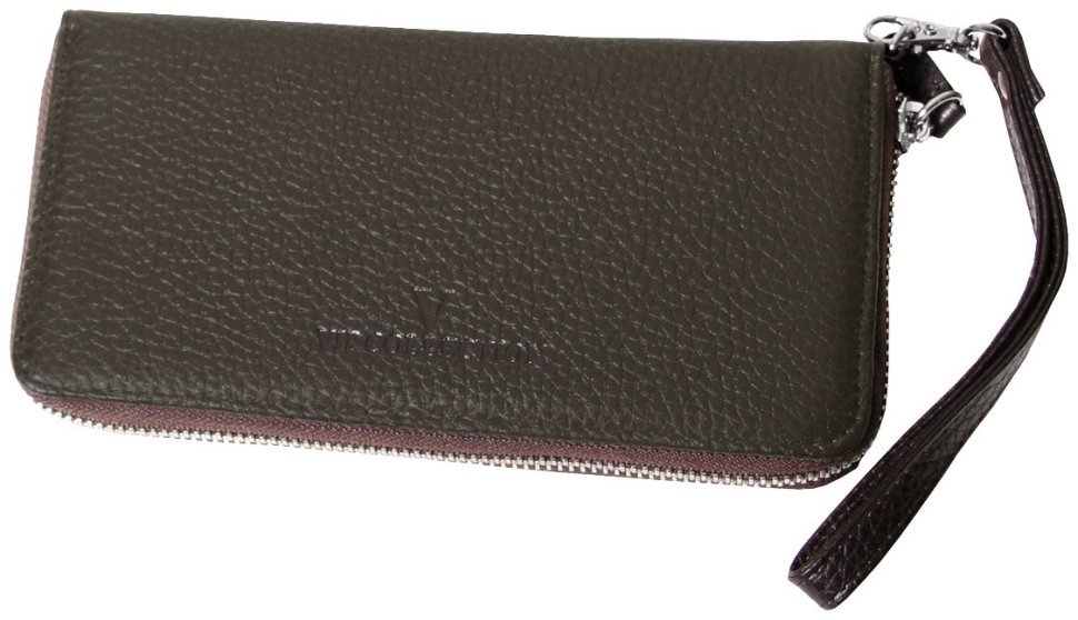 Шкіряний клатч на блискавці коричневого кольору Vip Collection 102556 фото №1 Шкіряний клатч на блискавці коричневого кольору Vip Collection 102556 modnotak фото №1