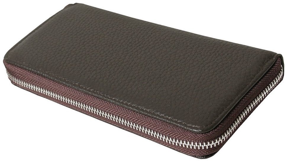 Шкіряний клатч на блискавці коричневого кольору Vip Collection 102556 фото №2 Шкіряний клатч на блискавці коричневого кольору Vip Collection 102556 modnotak фото №2