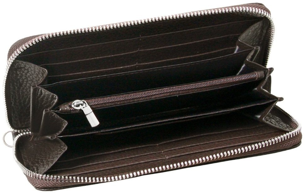 Шкіряний клатч на блискавці коричневого кольору Vip Collection 102556 фото №3 Шкіряний клатч на блискавці коричневого кольору Vip Collection 102556 modnotak фото №3