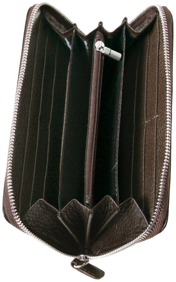 Шкіряний клатч на блискавці коричневого кольору Vip Collection 102556 фото №4 Шкіряний клатч на блискавці коричневого кольору Vip Collection 102556 modnotak фото №4