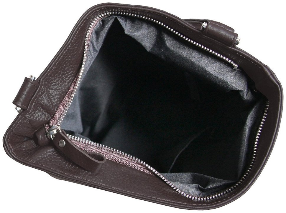 Ділова коричнева чоловіча сумка месенджер із фактурної шкіри з магнітом та текстильним ременем Vip Collection 102656 modnotak фото №8