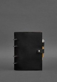 Черный блокнот (Софт-бук)  с датированным блоком из винтажной кожи - BlankNote (42656)