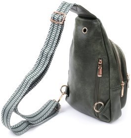 Женская слинг-сумка через плечо из экокожи в зеленом цвете Vintage 22756