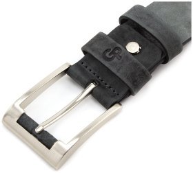 Винтажный ремень серого цвета из натуральной кожи Grande Pelle (31257)