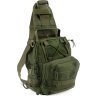 Текстильная тактическая военная сумка-слинг через плечо в оливковом цвете - MILITARY STYLE (21964) - 1