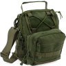 Текстильная тактическая военная сумка-слинг через плечо в оливковом цвете - MILITARY STYLE (21964) - 3