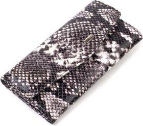 Різнокольоровий місткий жіночий гаманець з натуральної шкіри з тисненням під змію CANPELLINI (2421692)