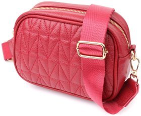 Повсякденна яскрава стьобана жіноча сумка зі шкіри Vintage 103156 червоного кольору