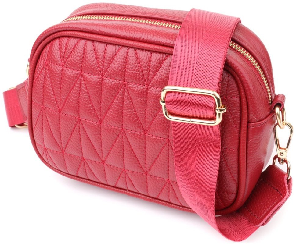 Повседневная яркая стеганая женская сумка из кожи Vintage 103156 красного цвета modnotak фото №1