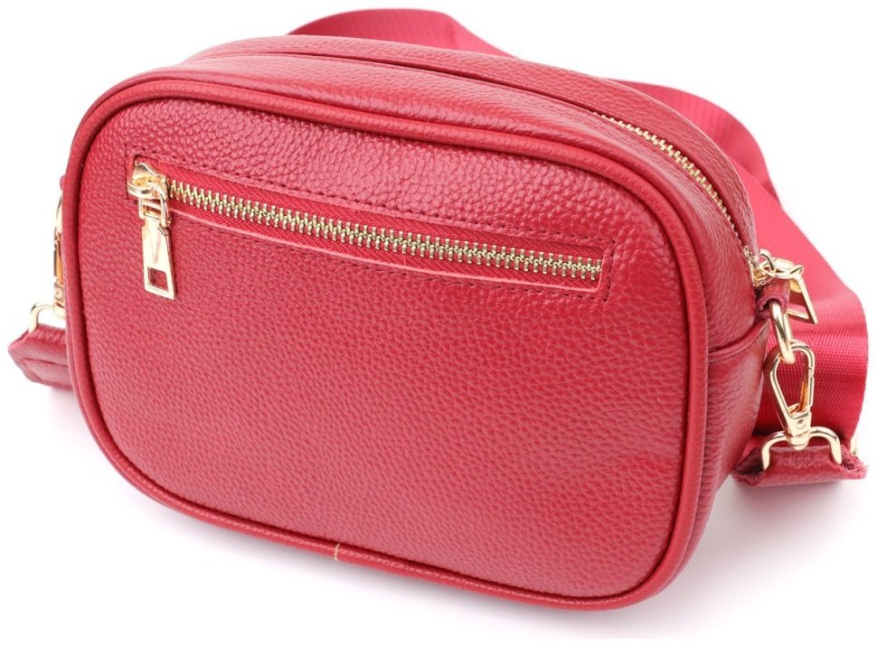 Повседневная яркая стеганая женская сумка из кожи Vintage 103156 красного цвета modnotak фото №2