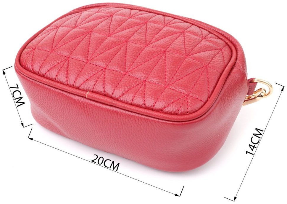 Повседневная яркая стеганая женская сумка из кожи Vintage 103156 красного цвета modnotak фото №3