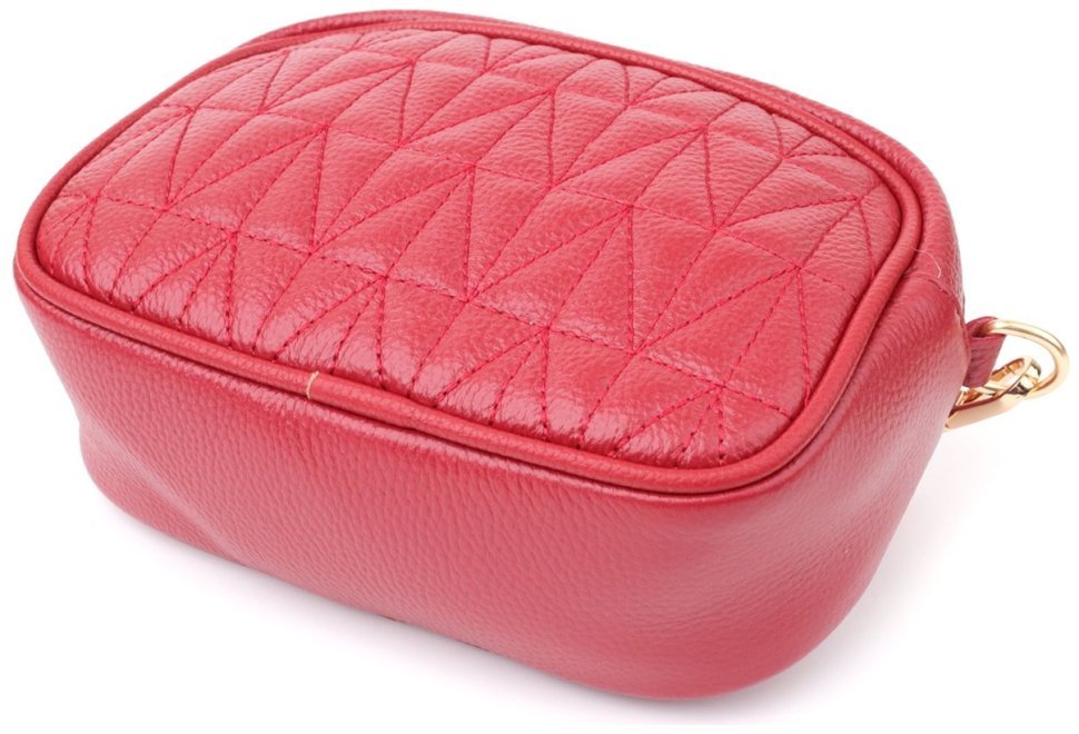 Повседневная яркая стеганая женская сумка из кожи Vintage 103156 красного цвета modnotak фото №5