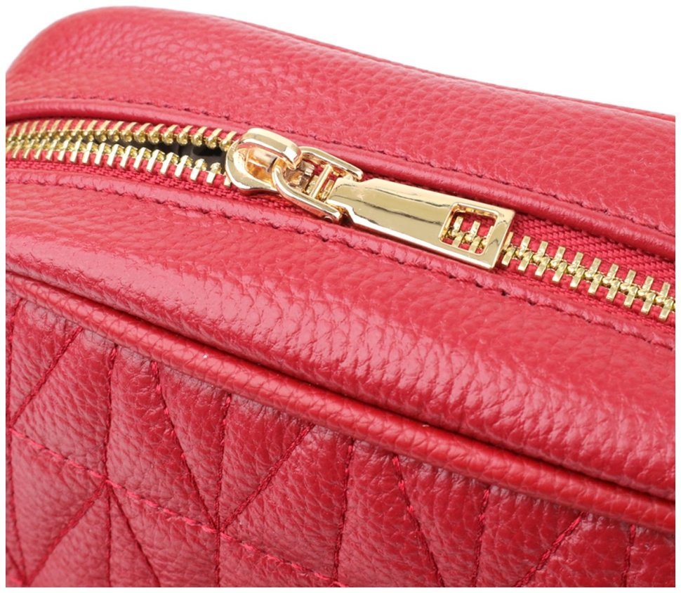 Повседневная яркая стеганая женская сумка из кожи Vintage 103156 красного цвета modnotak фото №6