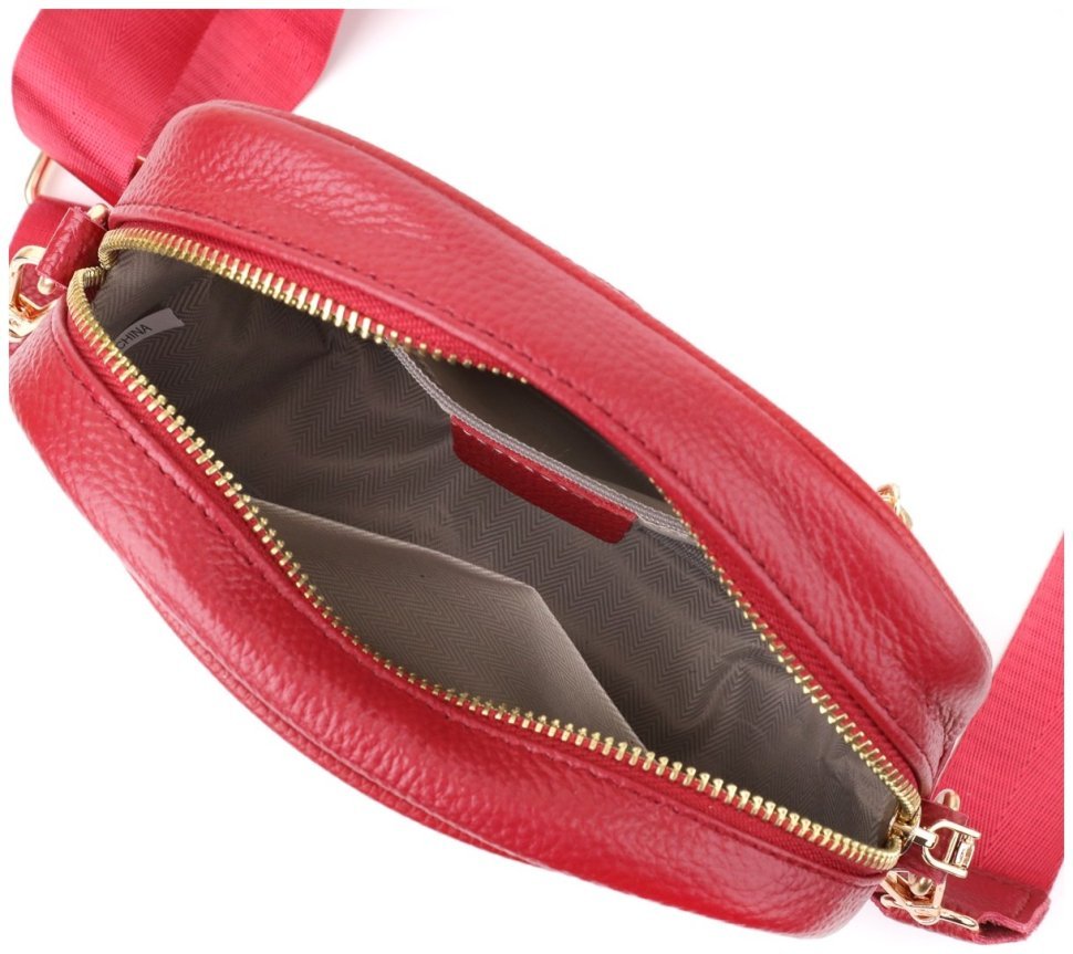 Повседневная яркая стеганая женская сумка из кожи Vintage 103156 красного цвета modnotak фото №7