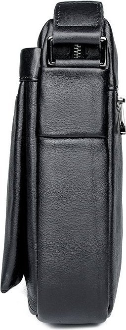 Вертикальная кожаная мужская сумка черного цвета VINTAGE STYLE (14985)