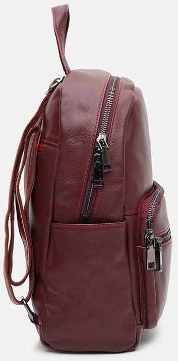 Женский кожаный городской рюкзак бордового цвета Borsa Leather (21914)