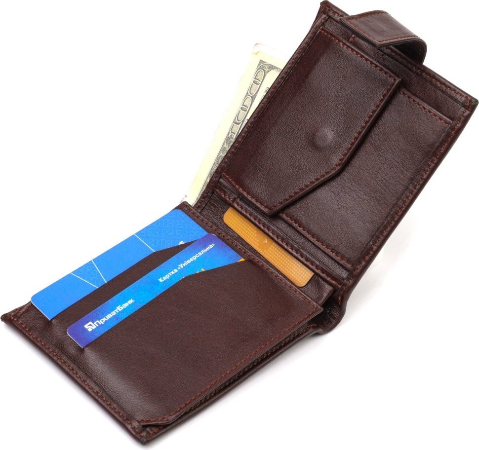 Горизонтальний чоловічий гаманець із натуральної гладкої шкіри коричневого кольору CANPELLINI (2421892)