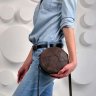 Темно-коричневая круглая сумка из натуральной кожи в стиле винтаж BlankNote Бон-Бон (12645) - 11