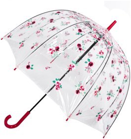 Зонт-трость женский Fulton Birdcage-2 L042 Rose Bud (механика, прозрачный с принтом цветочных бутонов) 93856