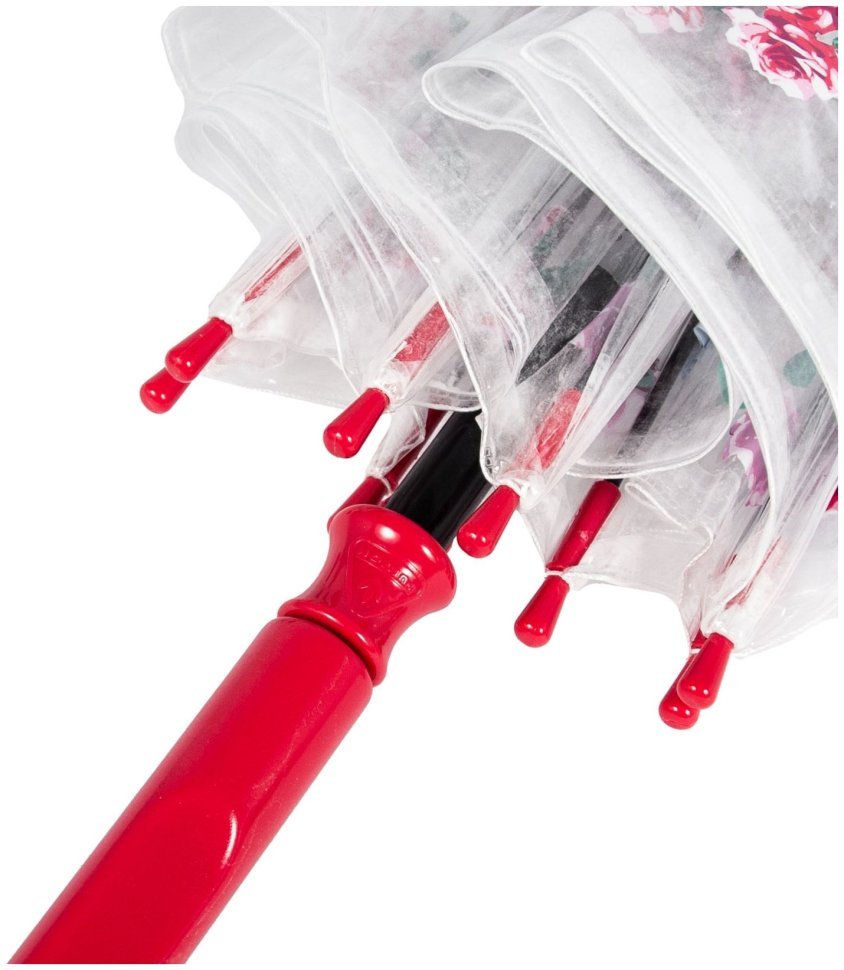 Зонт-трость женский Fulton Birdcage-2 L042 Rose Bud (механика, прозрачный с принтом цветочных бутонов) 93856 modnotak фото №7