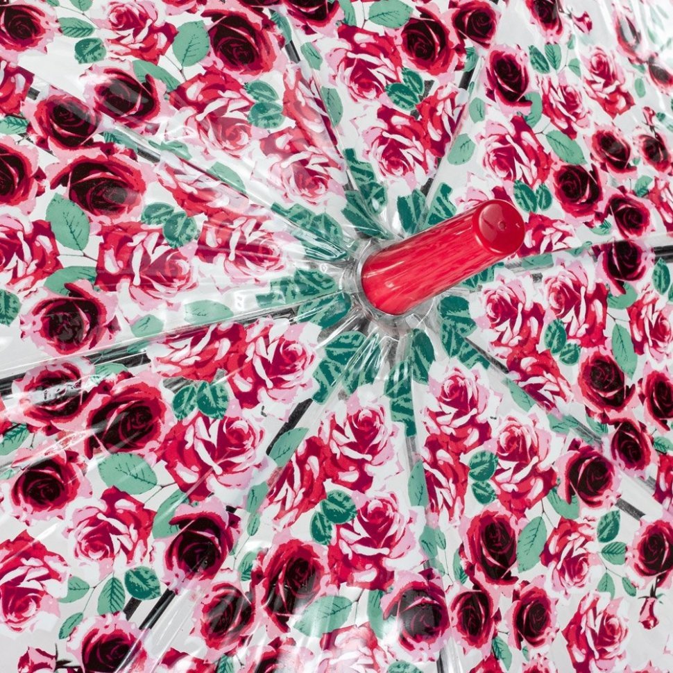 Зонт-трость женский Fulton Birdcage-2 L042 Rose Bud (механика, прозрачный с принтом цветочных бутонов) 93856 modnotak фото №9