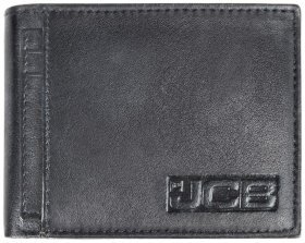 Шкіряний чоловічий гаманець без застібки з гладкої шкіри з блоком для карт JCB NC52 93956 чорного кольору