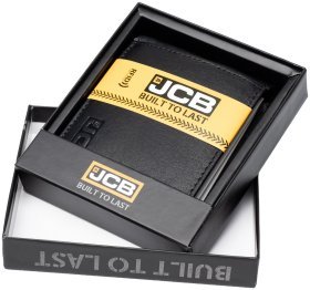 Шкіряний чоловічий гаманець без застібки з гладкої шкіри з блоком для карт JCB NC52 93956 чорного кольору