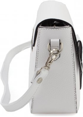 Біла жіноча сумка через плече з натуральної шкіри з клапаном на кнопці KARYA (15940) - 2