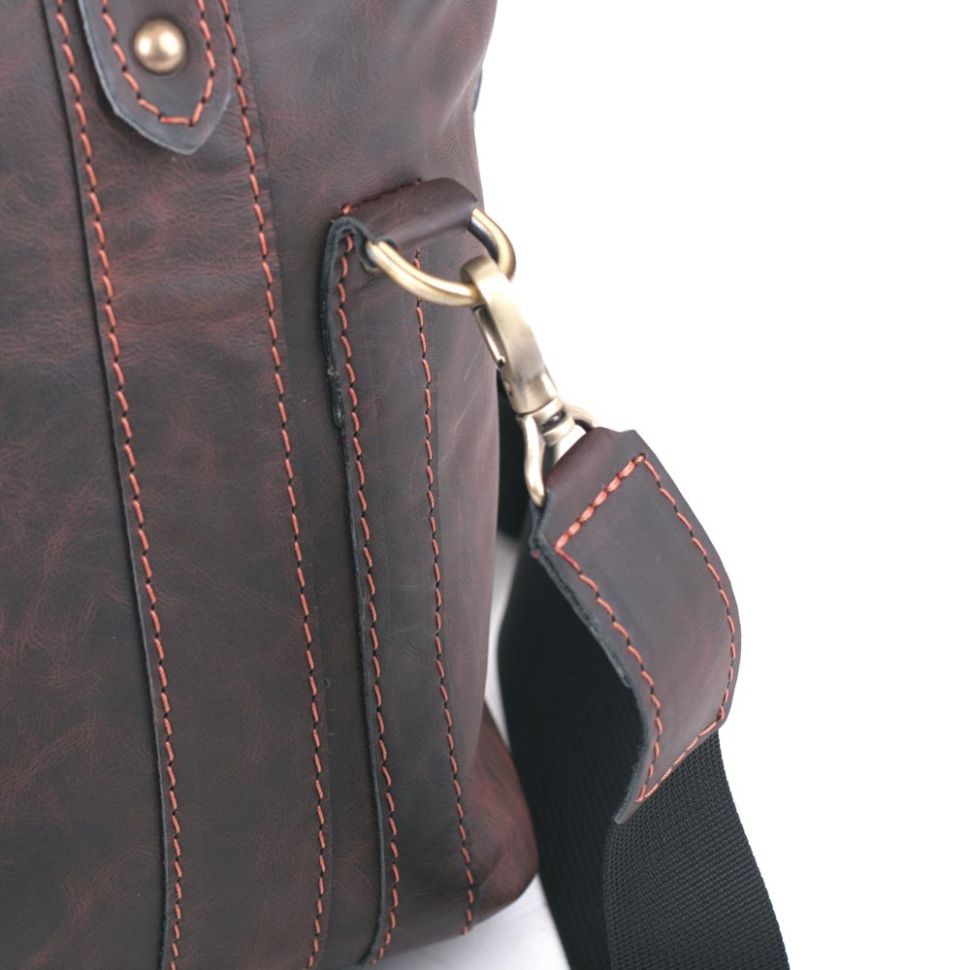 Сумка дорожная спортивного стиля из винтажной кожи коричневого цвета - Travel Leather Bag (11009)