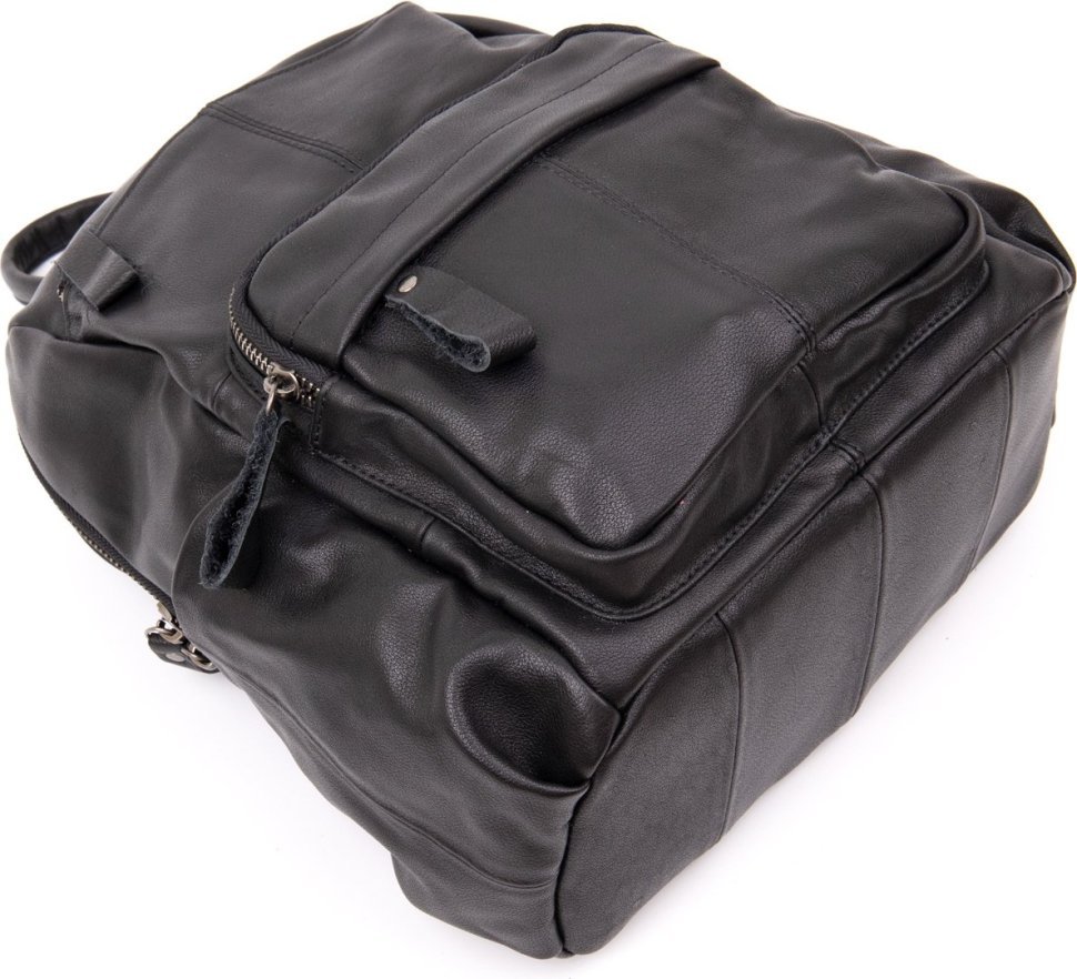 Черный городской рюкзак из гладкой кожи Vintage (20411)