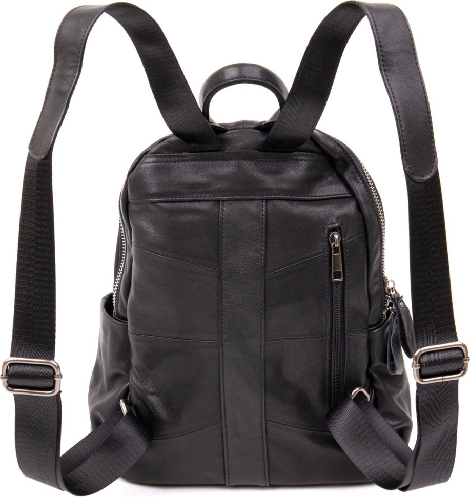 Чорний міської рюкзак з гладкої шкіри Vintage (20411)
