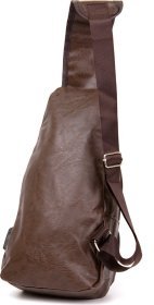 Коричневая мужская сумка-рюкзак вертикального типа из кожзама Vintage (20569)