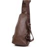 Коричнева чоловіча сумка-рюкзак вертикального типу зі шкірозамінника Vintage (20569) - 2