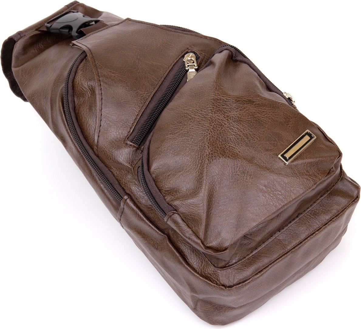 Коричневая мужская сумка-рюкзак вертикального типа из кожзама Vintage (20569)