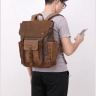 Великий текстильний дорожній рюкзак коричневого кольору Vintage (20057) - 7