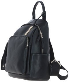Жіночий рюкзак зі шкіри флотар на 1 відділення Ashwood X37 чорного кольору 94356
