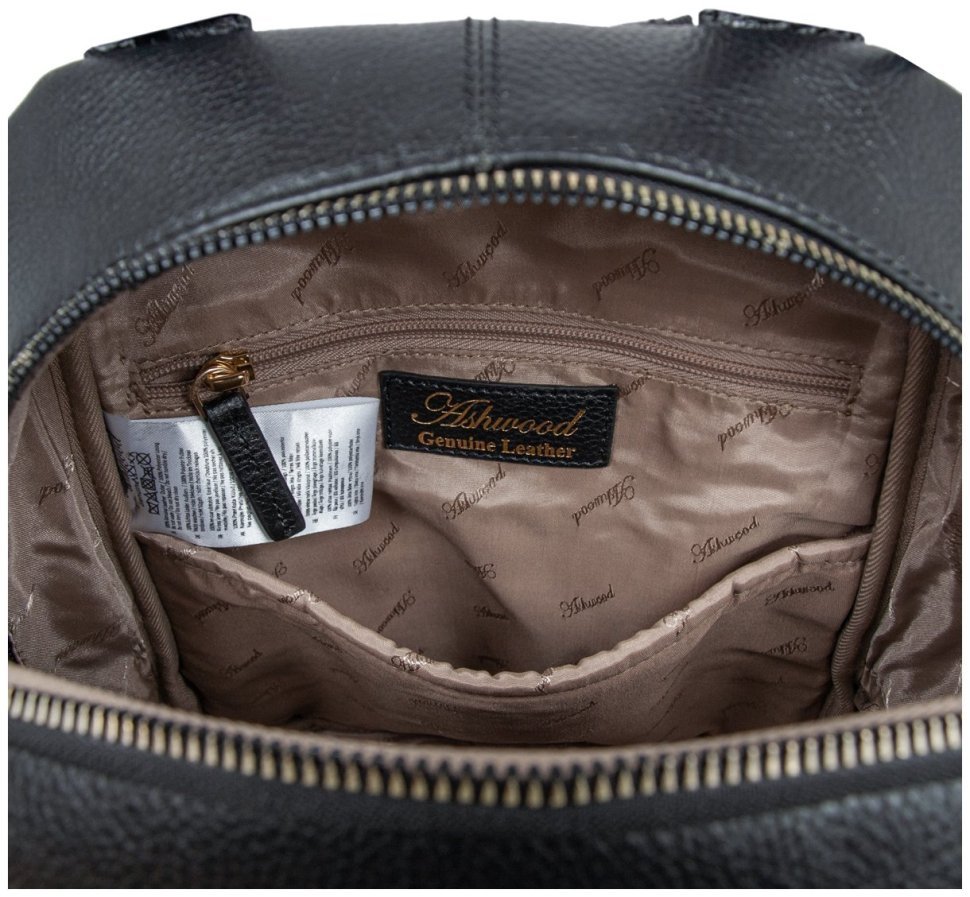 Женский рюкзак из кожи флотар на 1 отделение Ashwood X37 черного цвета 94356 modnotak фото №5