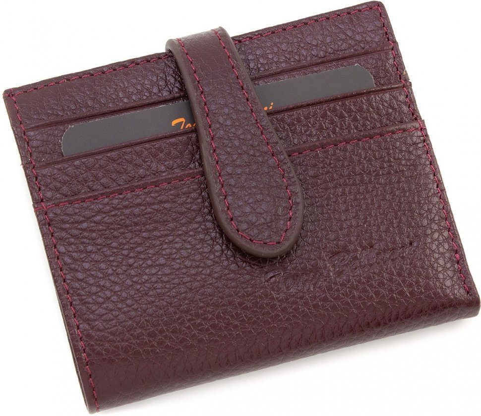 Тонкий жіночий гаманець бордового кольору з натуральної шкіри Tony Bellucci (12734)