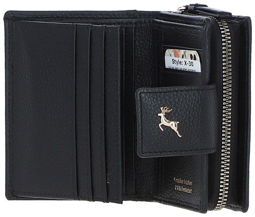 Вместительное женское портмоне с RFID защитой из натуральной фактурной кожи черного цвета Ashwood 94456 фото №2 Вместительное женское портмоне с RFID защитой из натуральной фактурной кожи черного цвета Ashwood 94456 modnotak фото №2