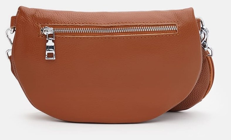 Кожаная сумка бананка для женщин с текстильным ремнем и монетницей Borsa Leather 104556 рыжая фото №3 Кожаная сумка бананка для женщин с текстильным ремнем и монетницей Borsa Leather 104556 рыжая modnotak фото №3