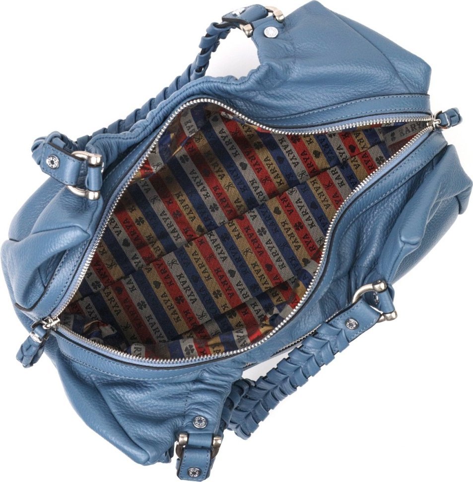 Жіноча шкіряна синя сумка з ручками KARYA (2420842)