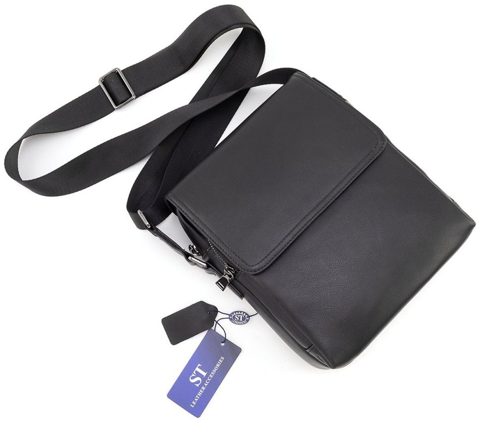 Мужская кожаная сумка Leather Collection 94556 черного цвета modnotak фото №5