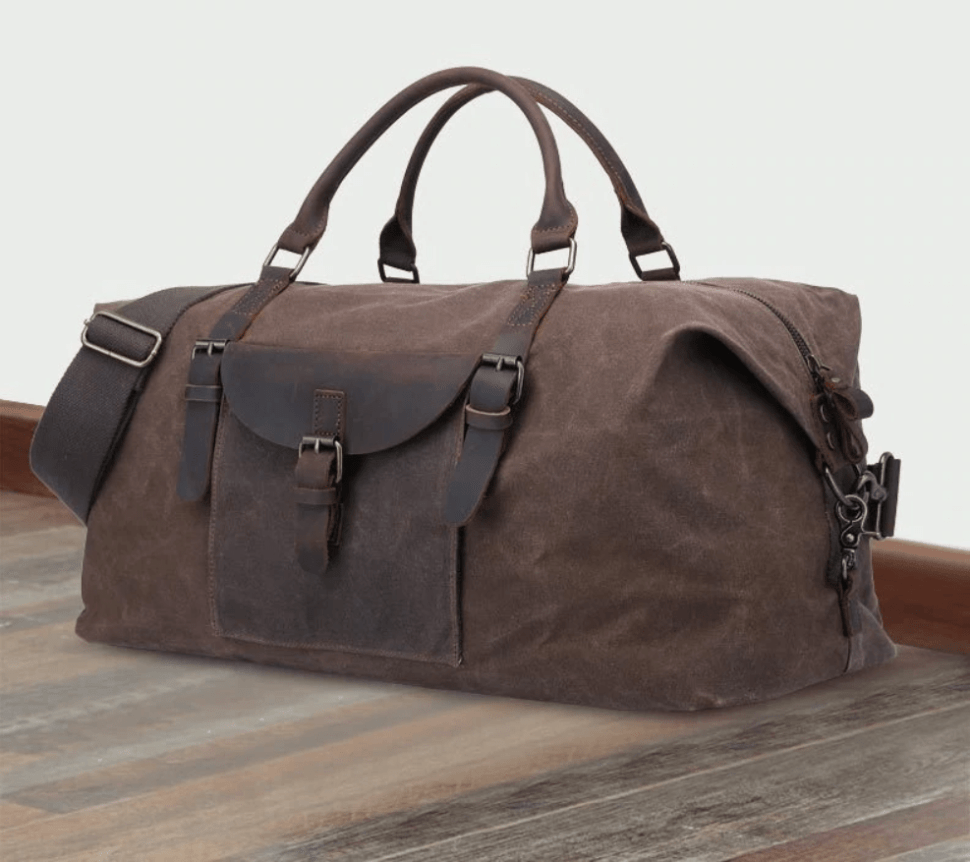 Текстильная дорожная сумка с ручками в коричневом цвете Vintage (20058)